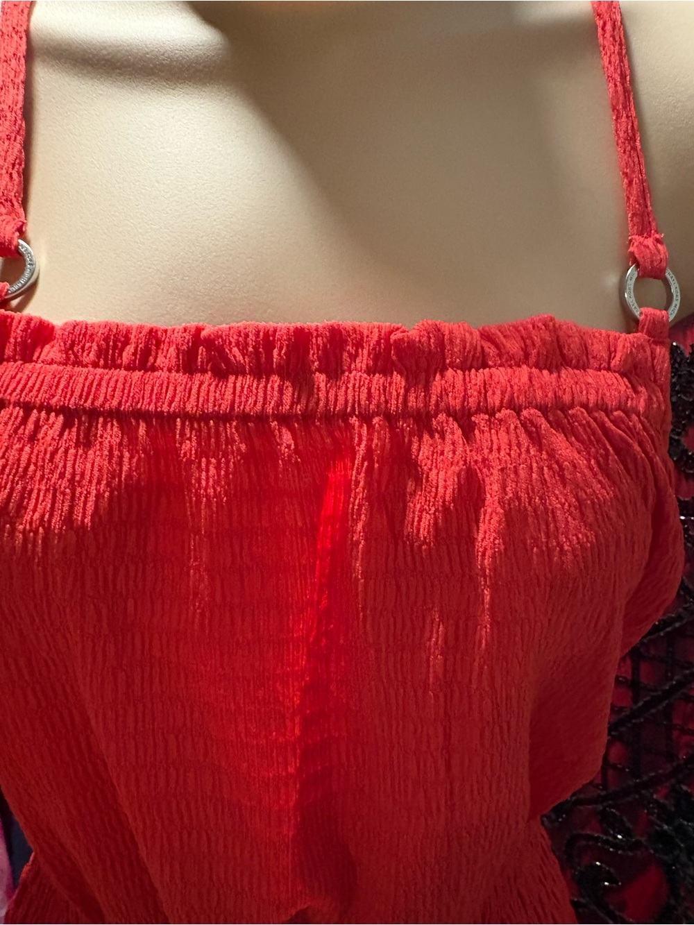 Michael Kors Red Smocked Maxi Dress with Crisscross Straps - Picture 4 of 6